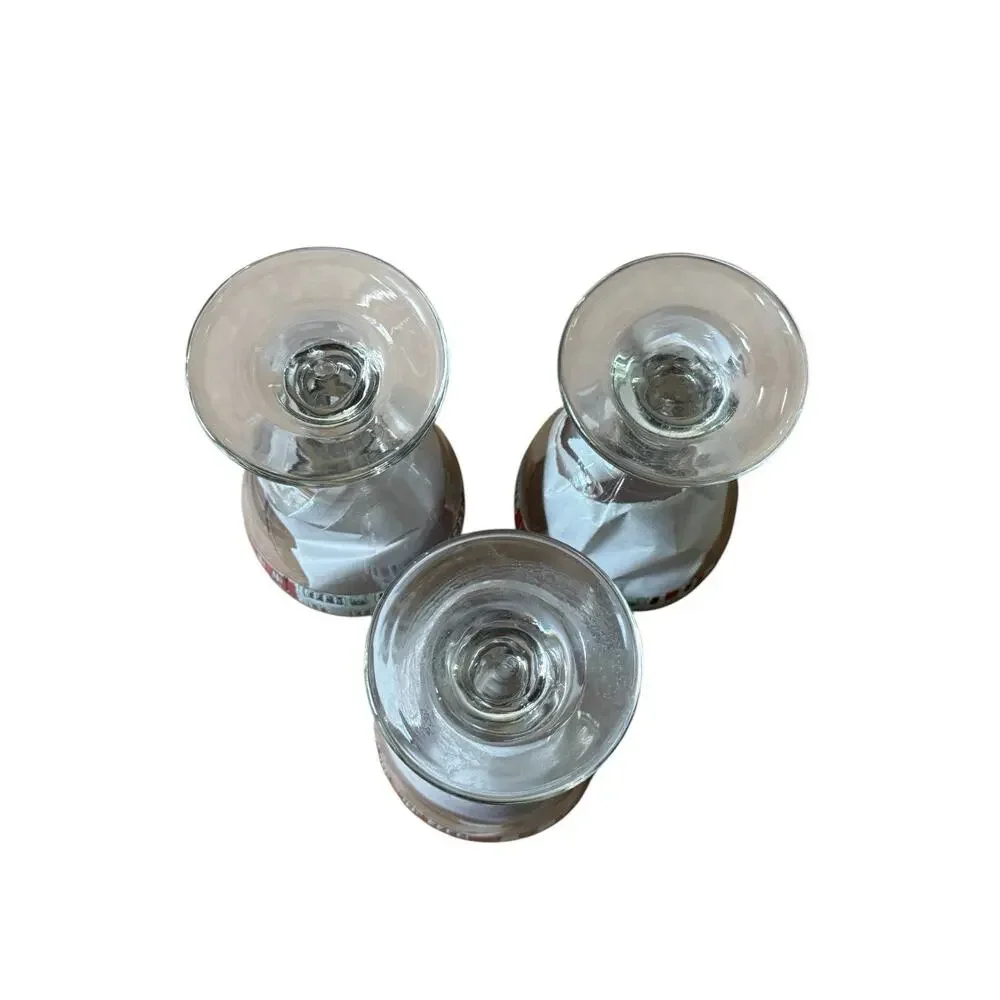 Set of 3 Christmas‎ Village Wine Glasses Holiday Goblets Hand Painted Houses